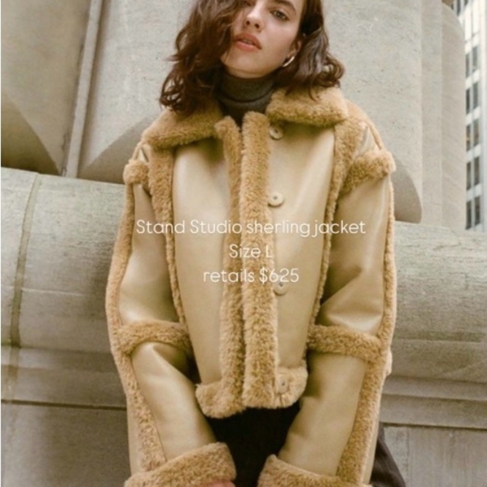 Stand Studio Camel Shearling Jacket - image 1
